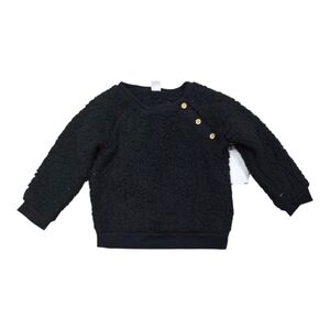 PL Baby Black Sherpa Pullover Top with Button Detail 24 Months